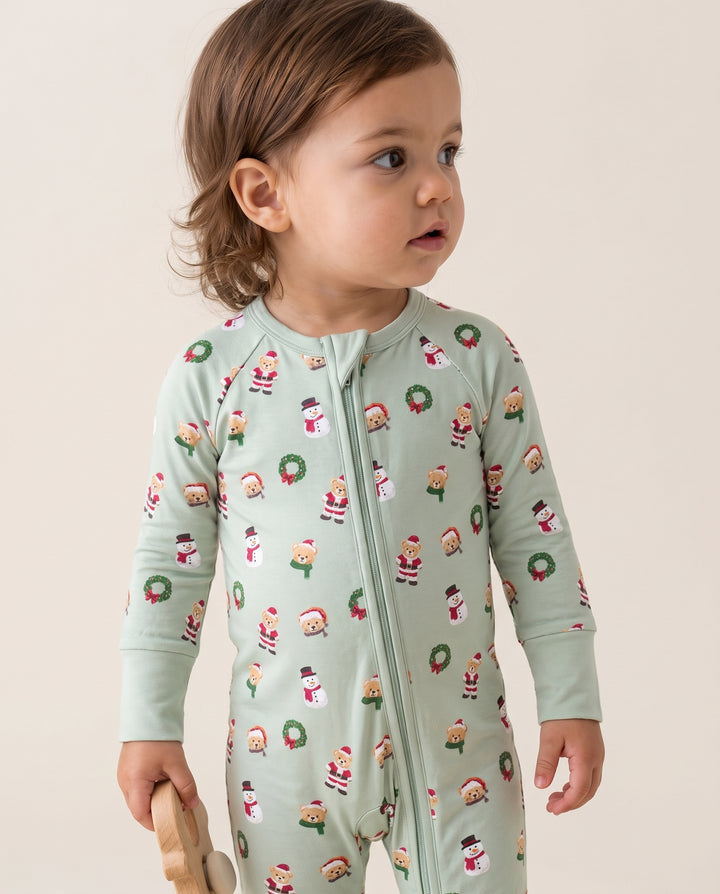 Christmas Teddy & Snowman Bamboo Convertible Zippy