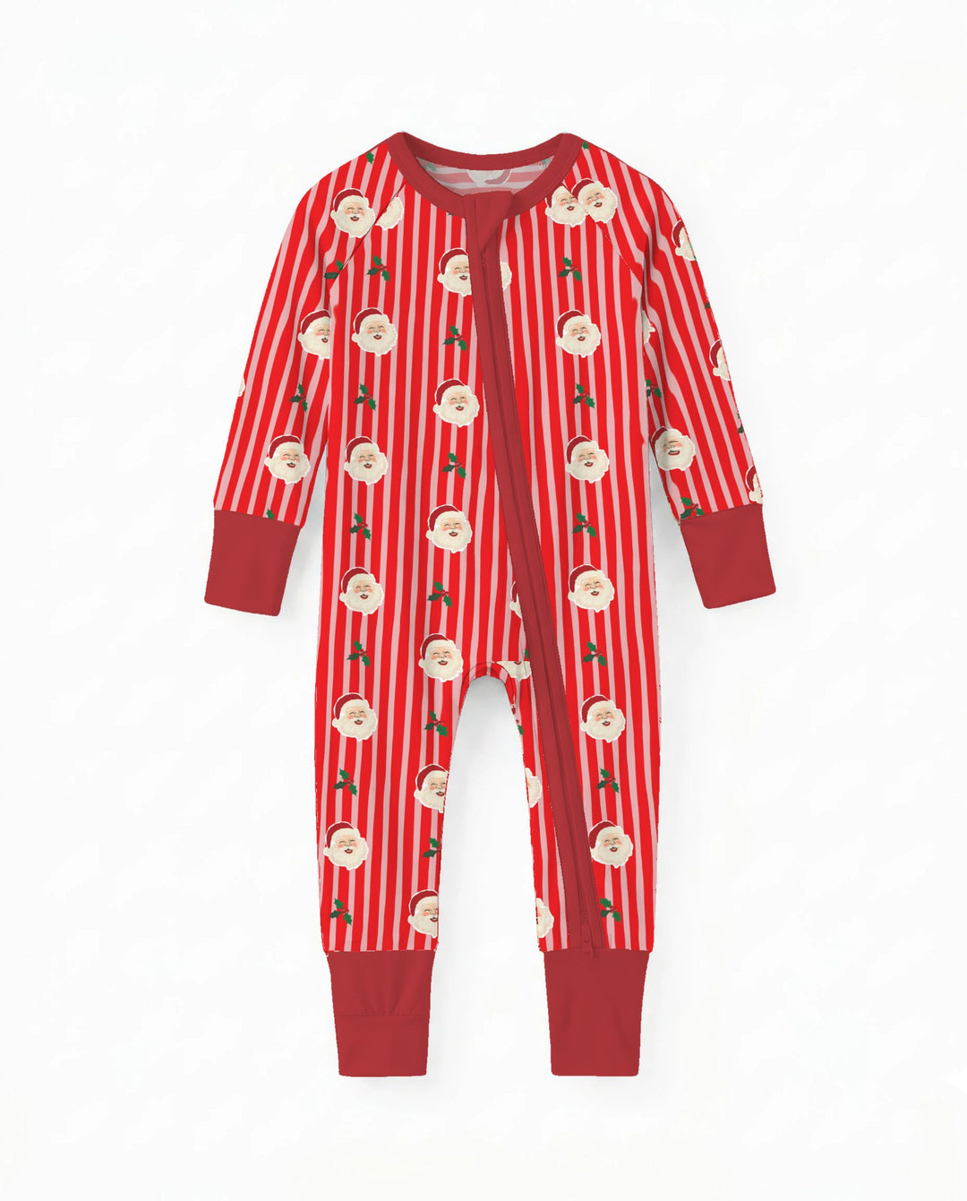 Retro Santa Candy Stripes Bamboo Convertible Zippy