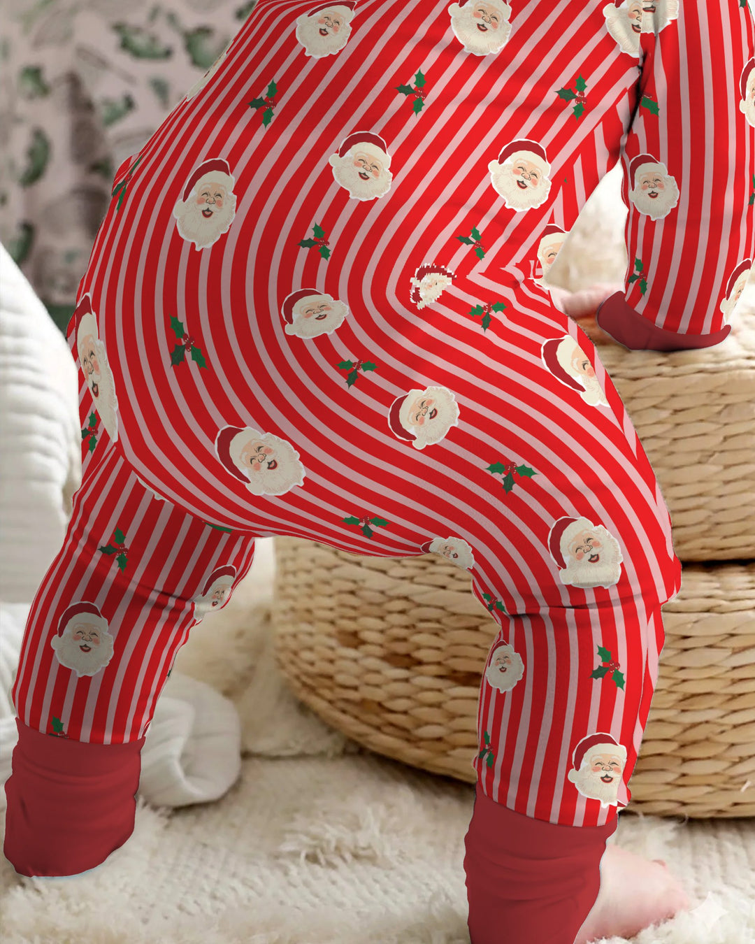 Retro Santa Candy Stripes Bamboo Convertible Zippy