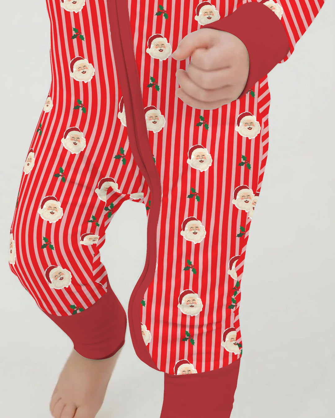 Retro Santa Candy Stripes Bamboo Convertible Zippy