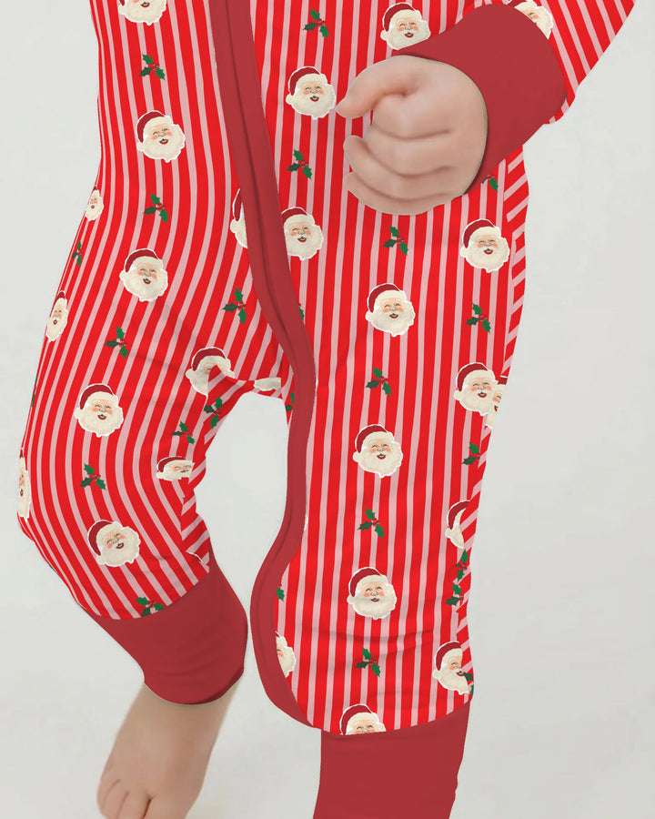 Retro Santa Candy Stripes Bamboo Convertible Zippy