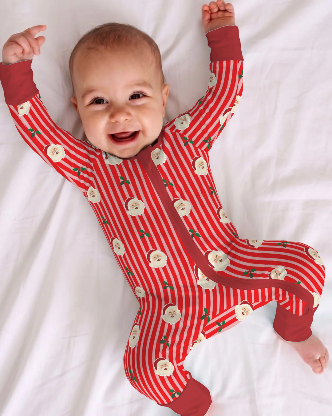 Retro Santa Candy Stripes Bamboo Convertible Zippy