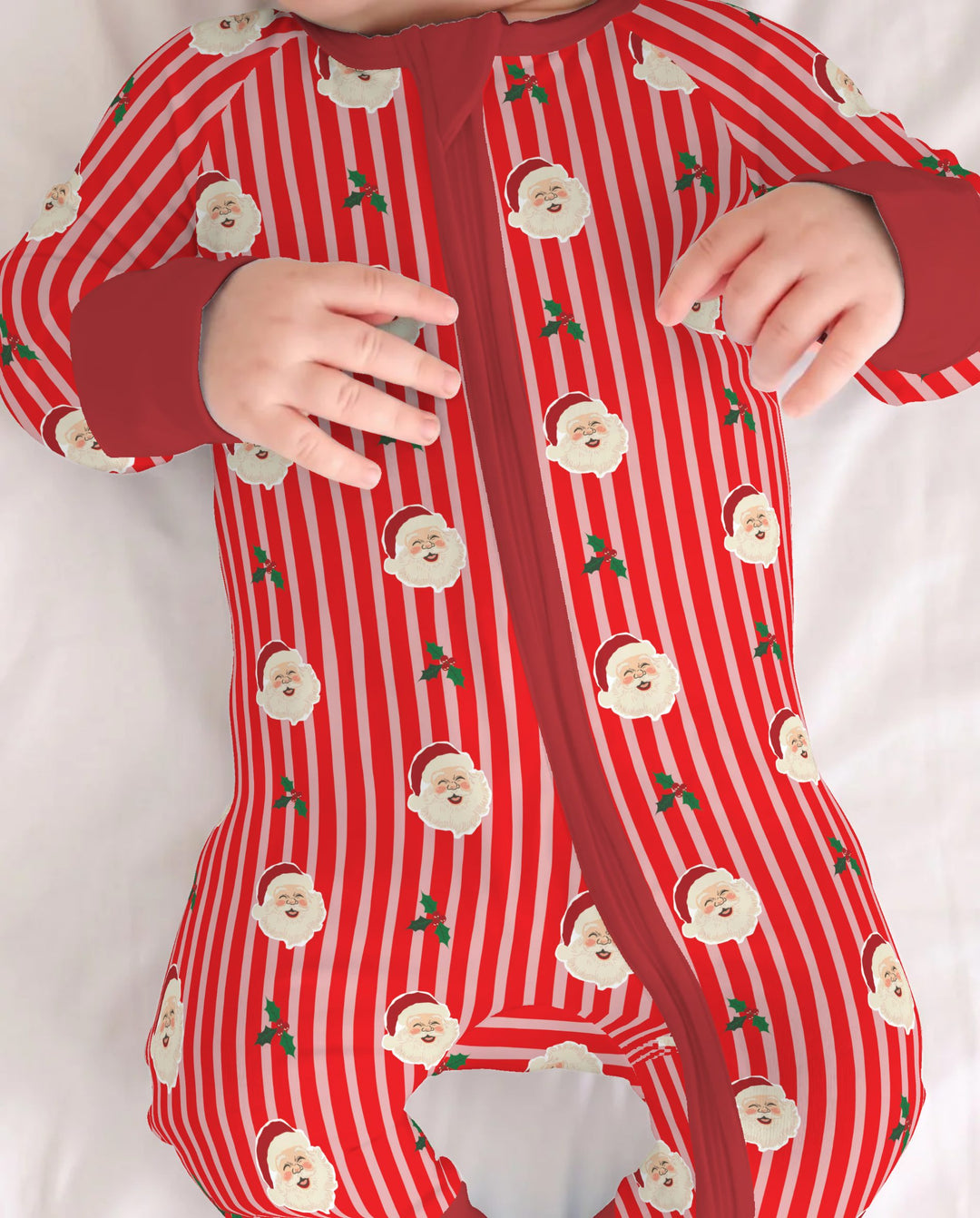 Retro Santa Candy Stripes Bamboo Convertible Zippy
