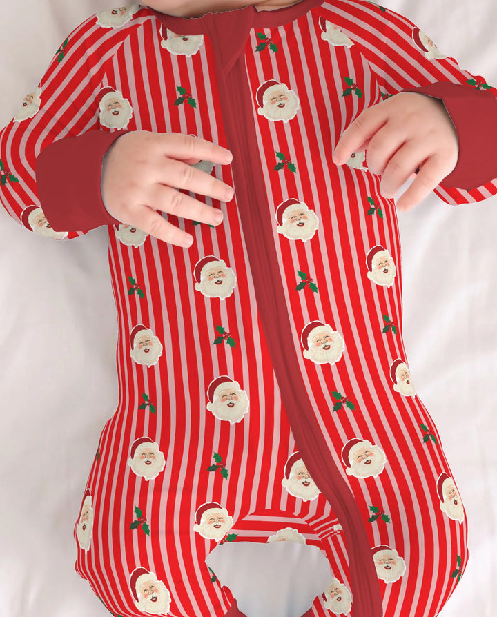 Retro Santa Candy Stripes Bamboo Convertible Zippy