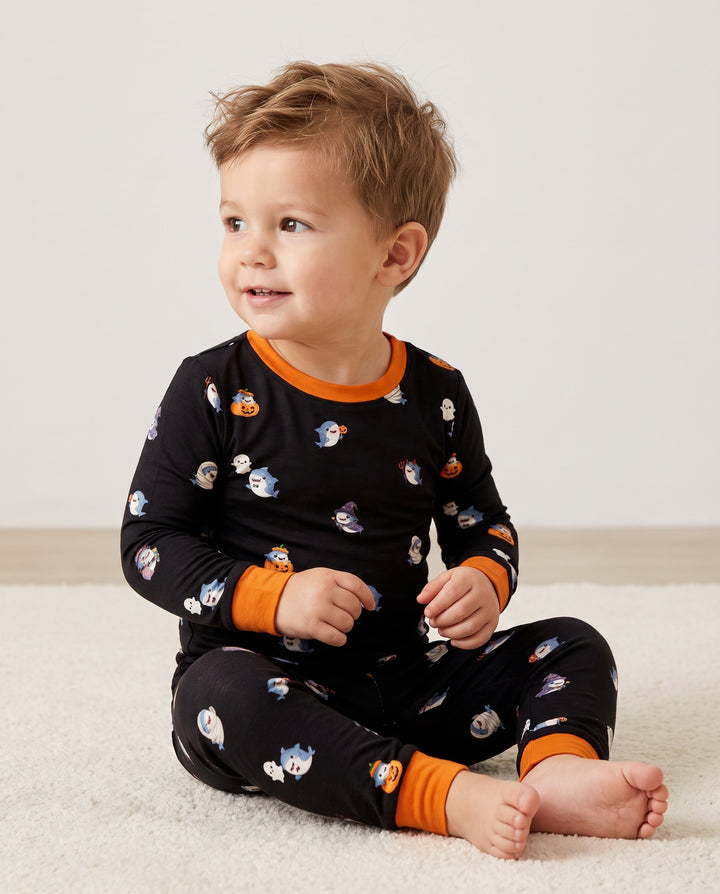 Spooky Shark Halloween Bamboo Two Piece Long Sleeve Pajama Set