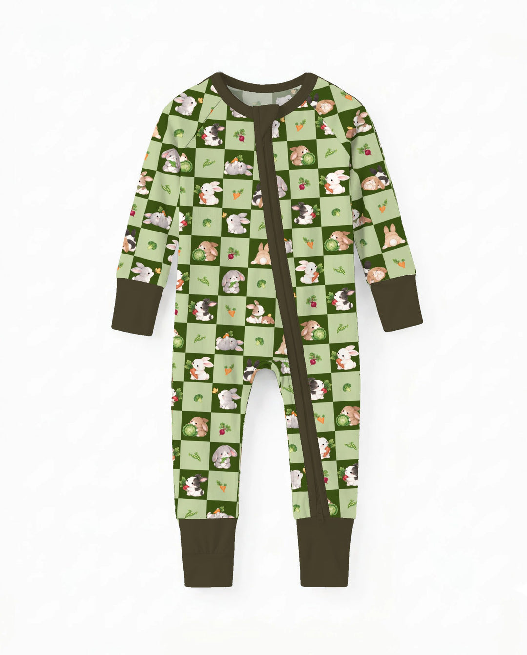 Bunny Green Garden Checkerboard Bamboo Convertible Zippy