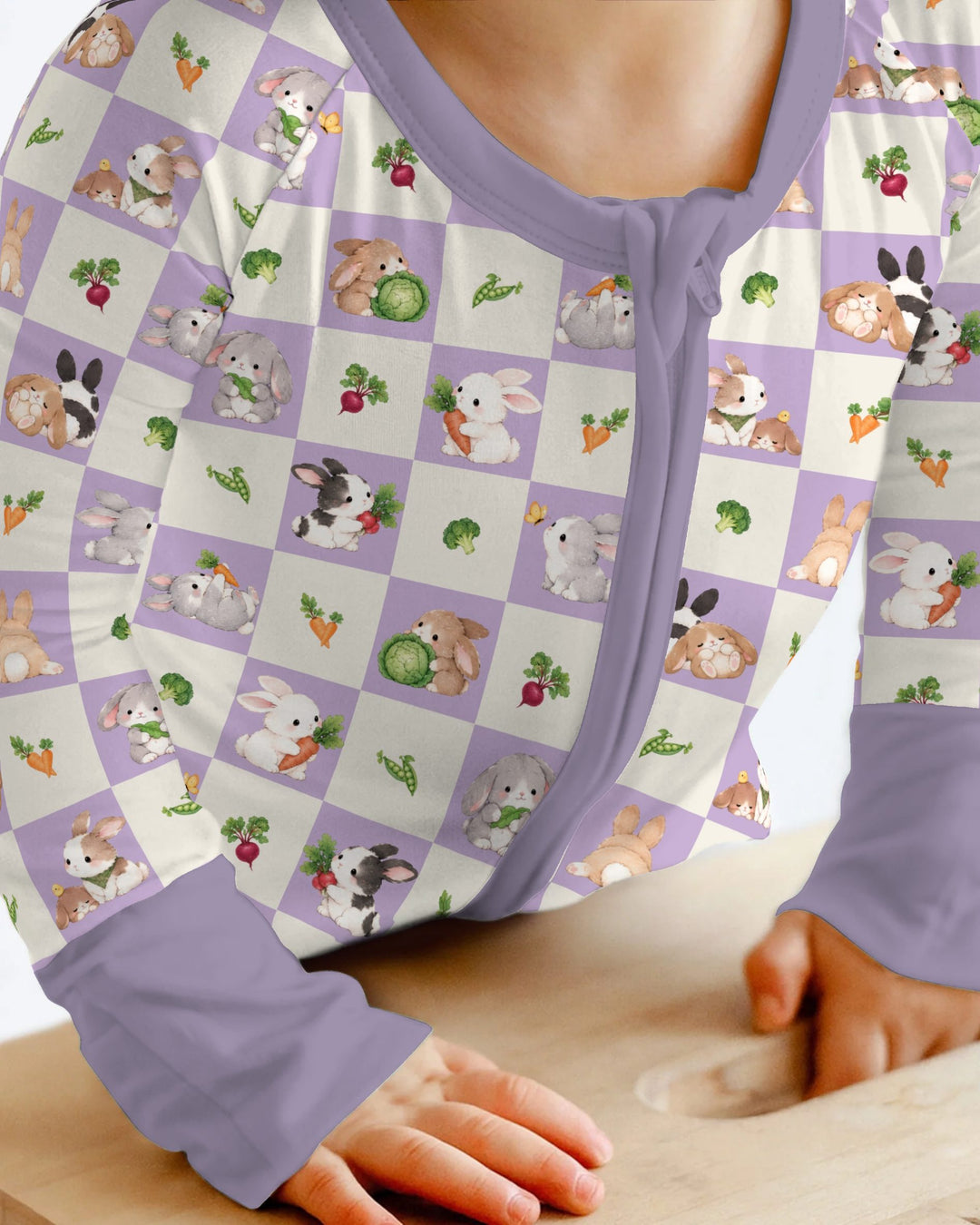 Bunny Lavender Garden Checkerboard Bamboo Convertible Zippy