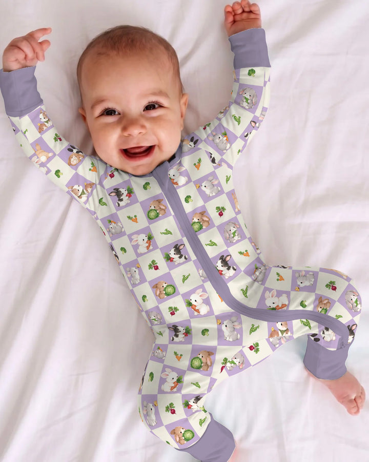 Bunny Lavender Garden Checkerboard Bamboo Convertible Zippy