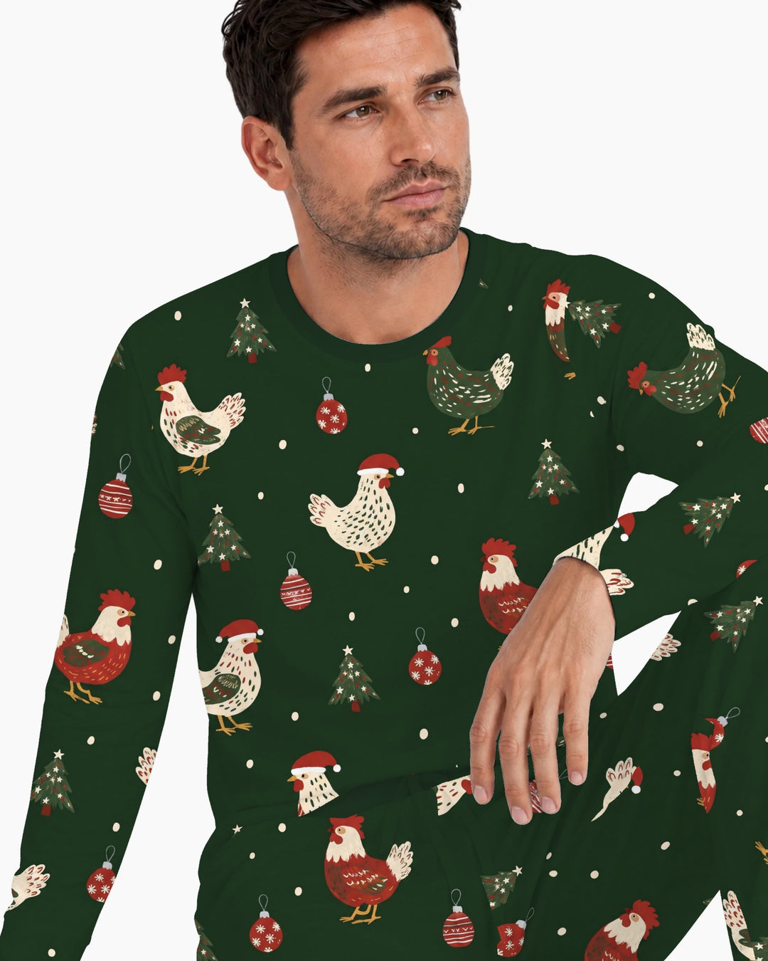 Festive Christmas Chickens Bamboo Men's Pajama Set