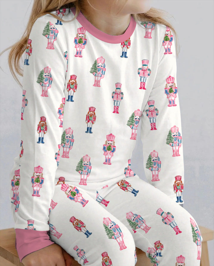 Pink Christmas Nutcracker Bamboo Two Piece Long Sleeve Pajama Set