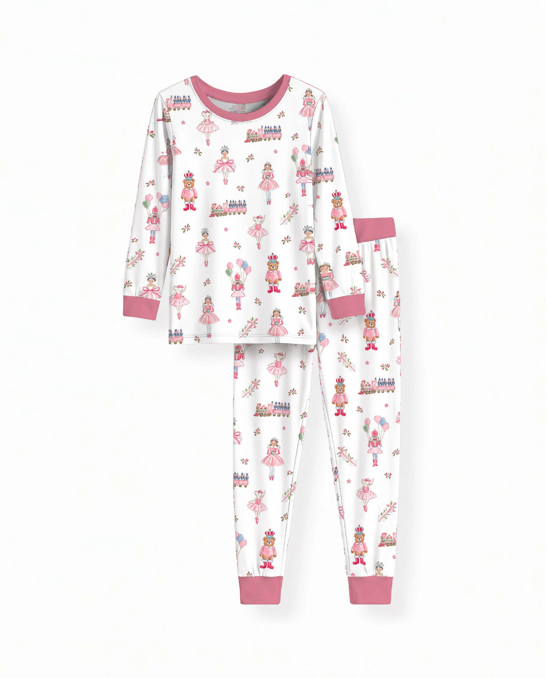 Pink Nutcracker Ballet Bamboo Two Piece Long Sleeve Pajama Set