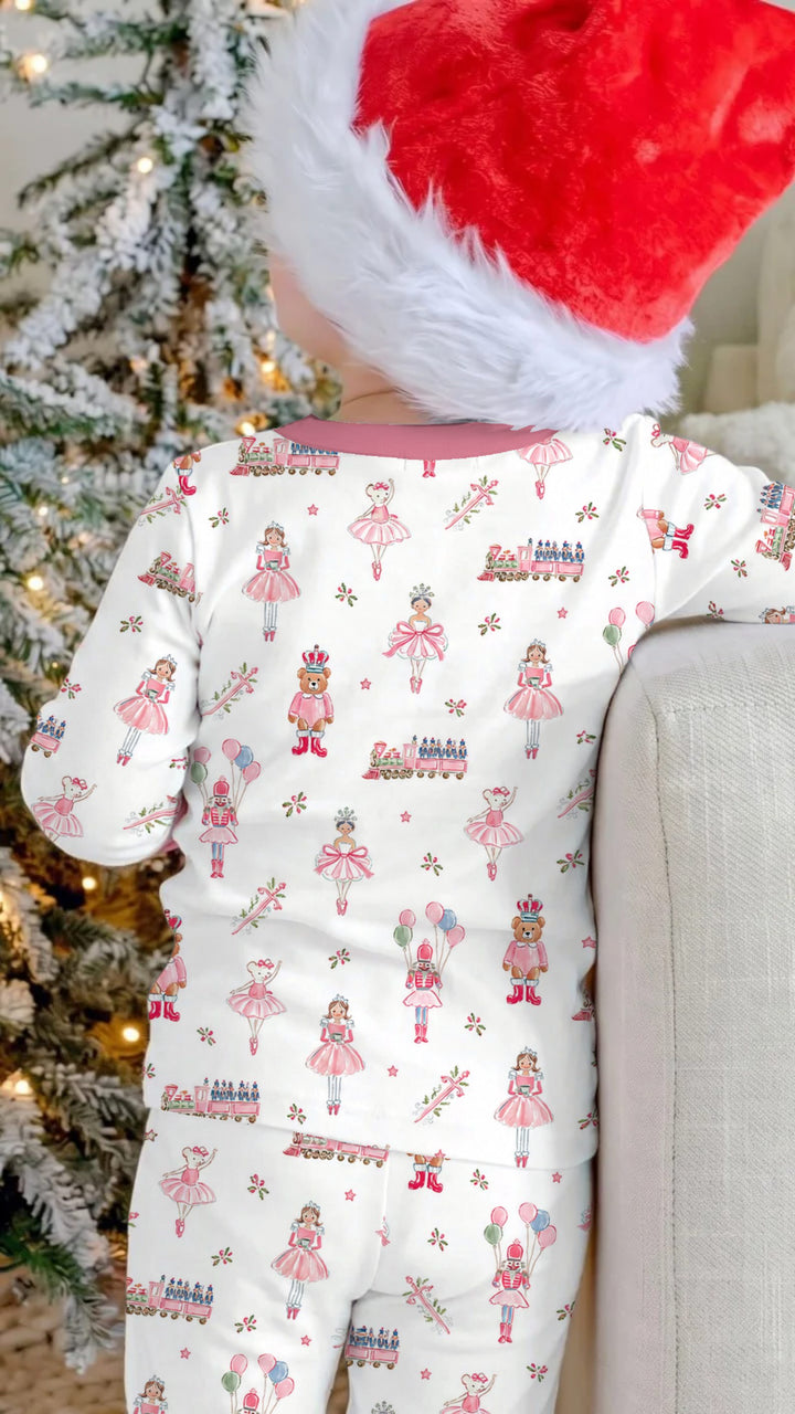 Pink Nutcracker Ballet Bamboo Two Piece Long Sleeve Pajama Set