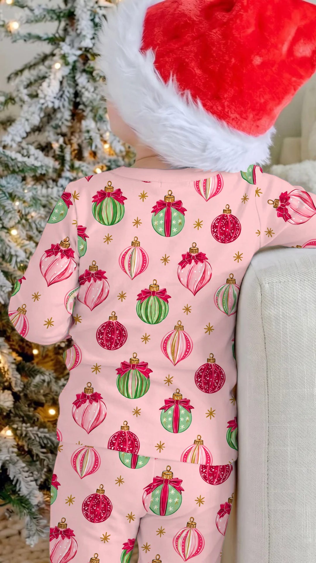 Coquette Christmas Ornaments Bamboo Two Piece Long Sleeve Pajama Set