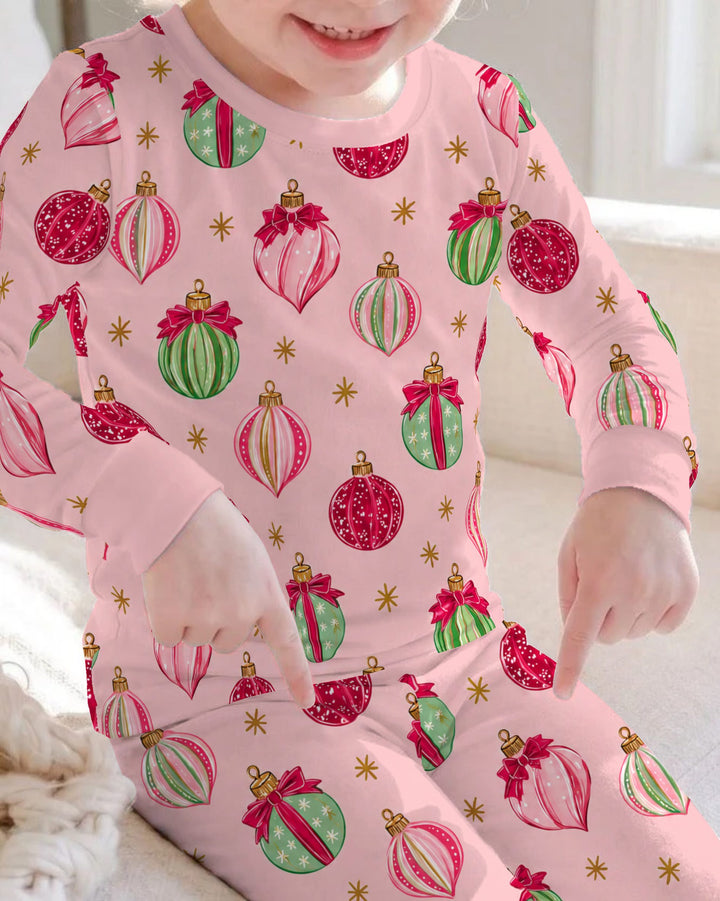 Coquette Christmas Ornaments Bamboo Two Piece Long Sleeve Pajama Set