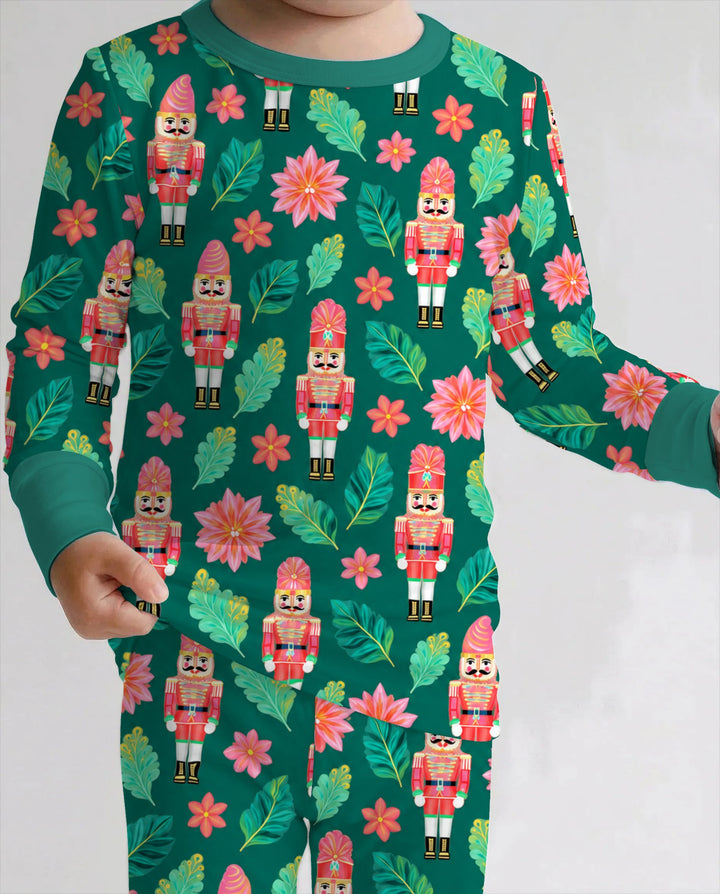 Tropical Nutcracker Christmas Bamboo Two Piece Long Sleeve Pajama Set