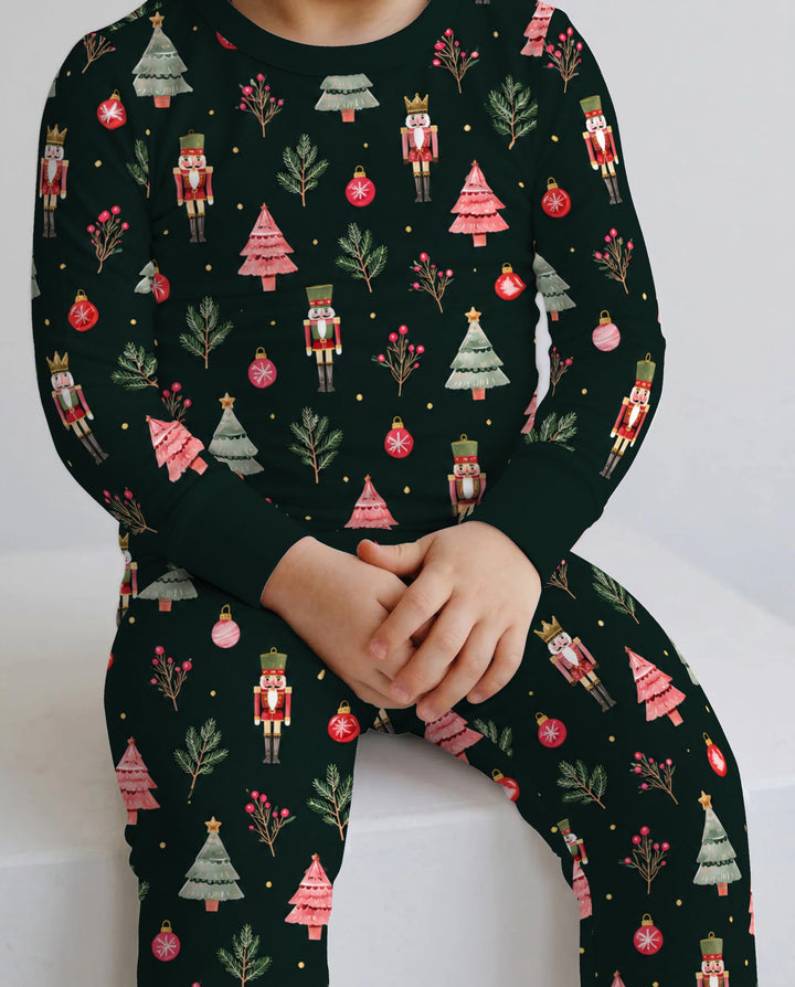 Dark Nutcracker Christmas Bamboo Two Piece Long Sleeve Pajama Set