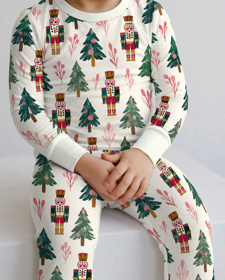 Nutcracker & Christmas Trees Bamboo Two Piece Long Sleeve Pajama Set