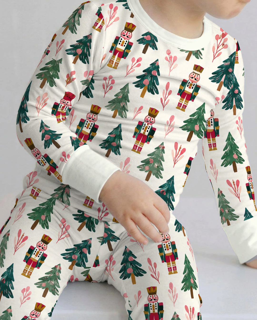 Nutcracker & Christmas Trees Bamboo Two Piece Long Sleeve Pajama Set