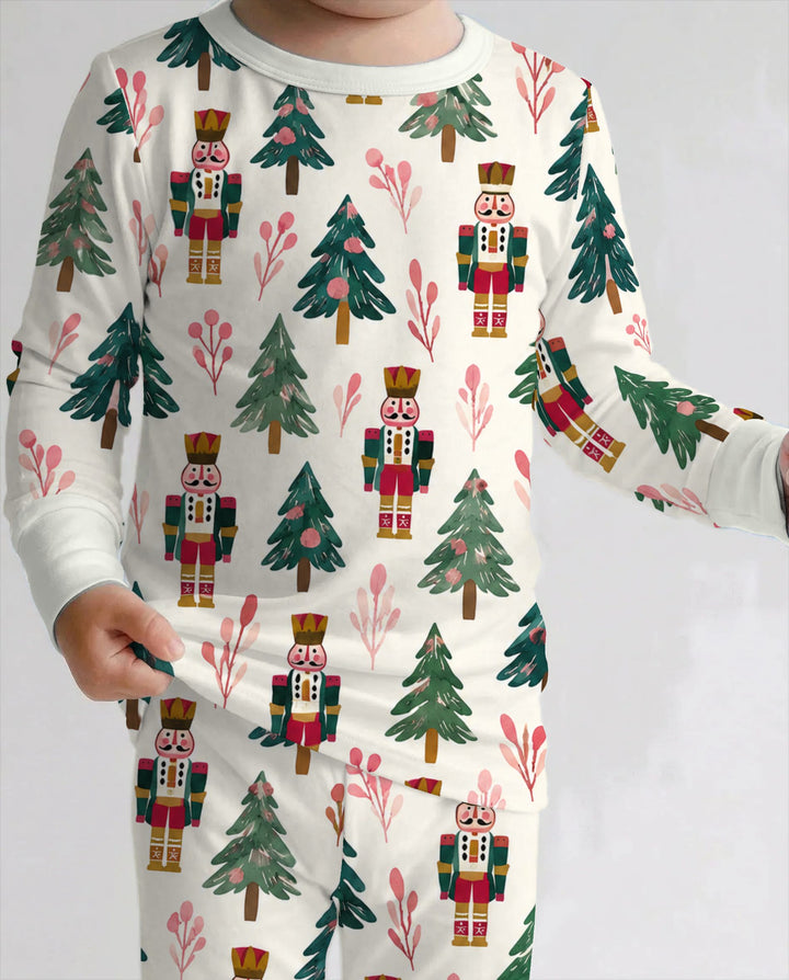 Nutcracker & Christmas Trees Bamboo Two Piece Long Sleeve Pajama Set