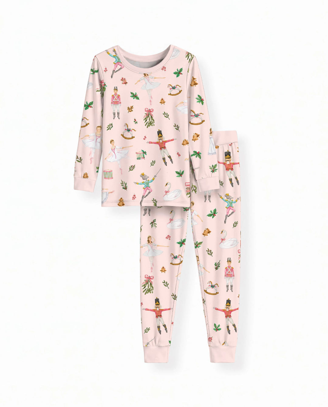 Pink Nutcracker Ballet Christmas Bamboo Two Piece Long Sleeve Pajama Set