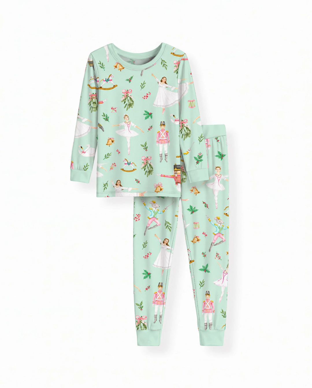 Mint Nutcracker Ballet Christmas Bamboo Two Piece Long Sleeve Pajama Set