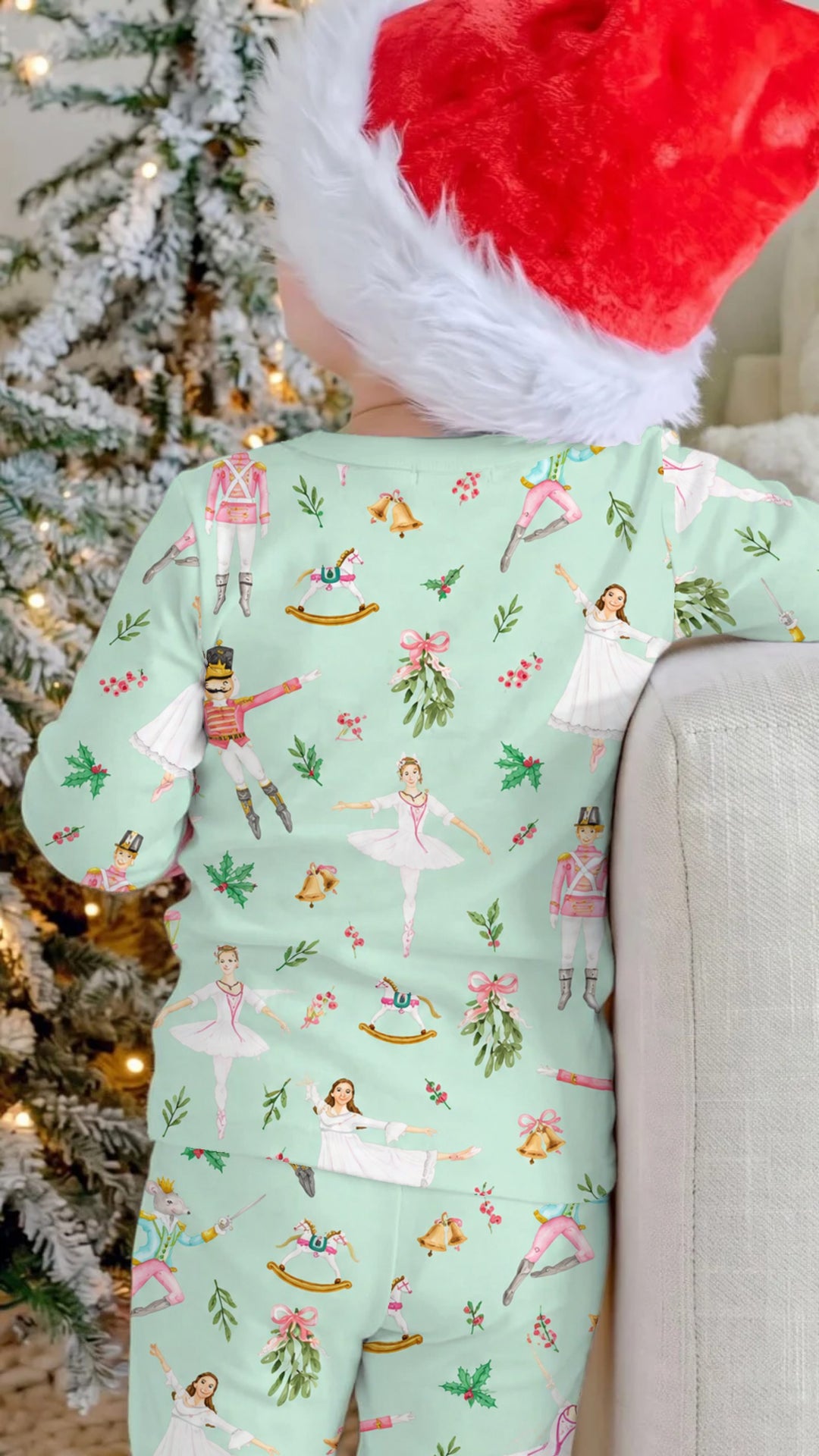 Mint Nutcracker Ballet Christmas Bamboo Two Piece Long Sleeve Pajama Set