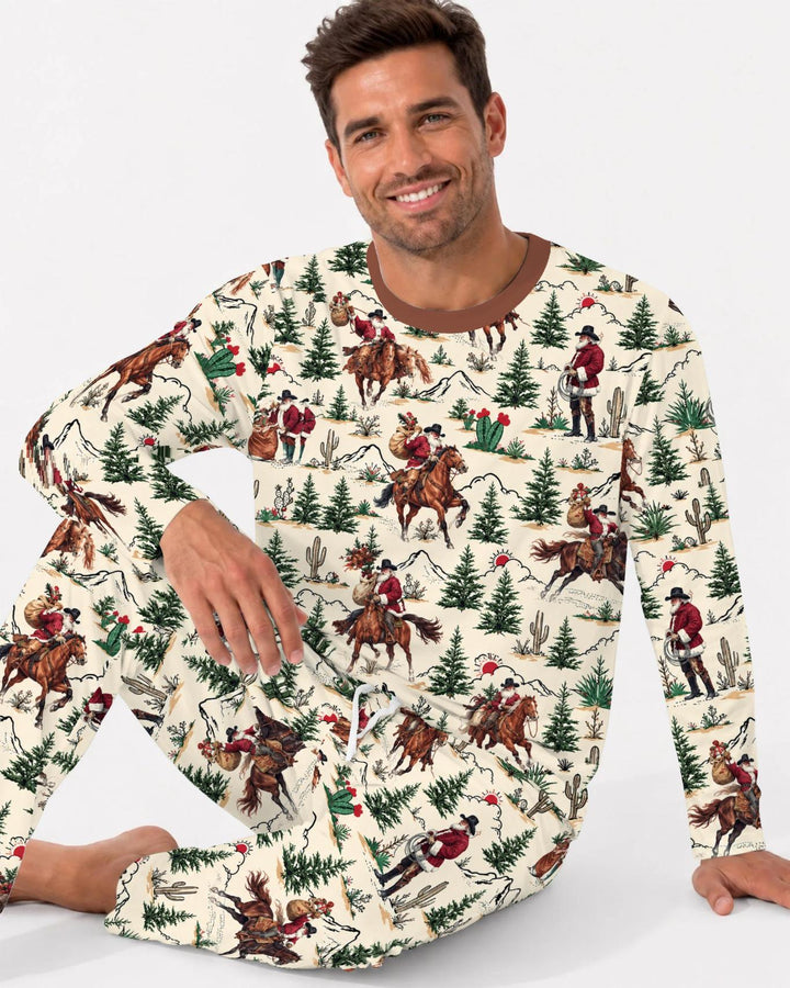 Western Cowboy Santa Christmas Bamboo Men's Pajama Set