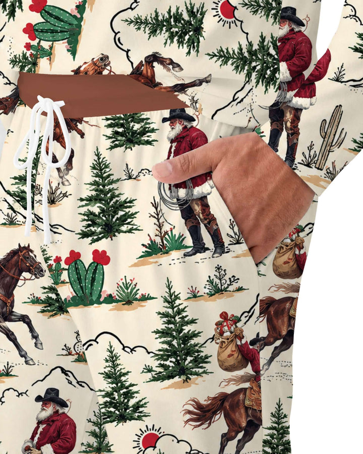 Western Cowboy Santa Christmas Bamboo Men's Pajama Set
