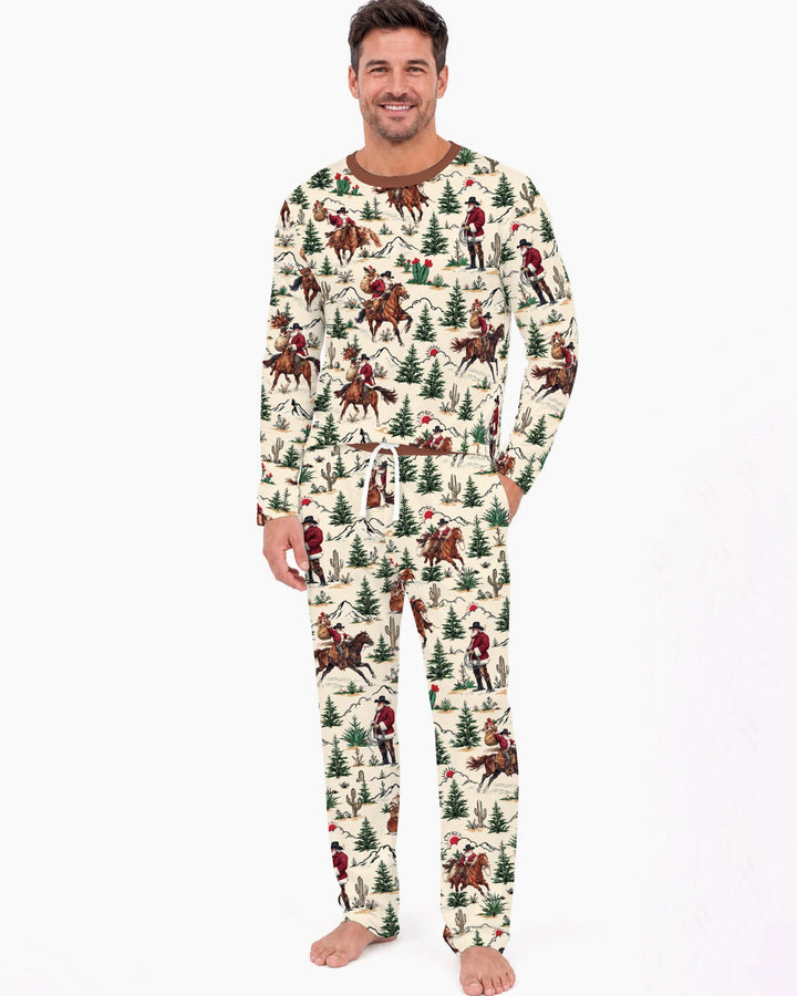 Western Cowboy Santa Christmas Bamboo Men's Pajama Set