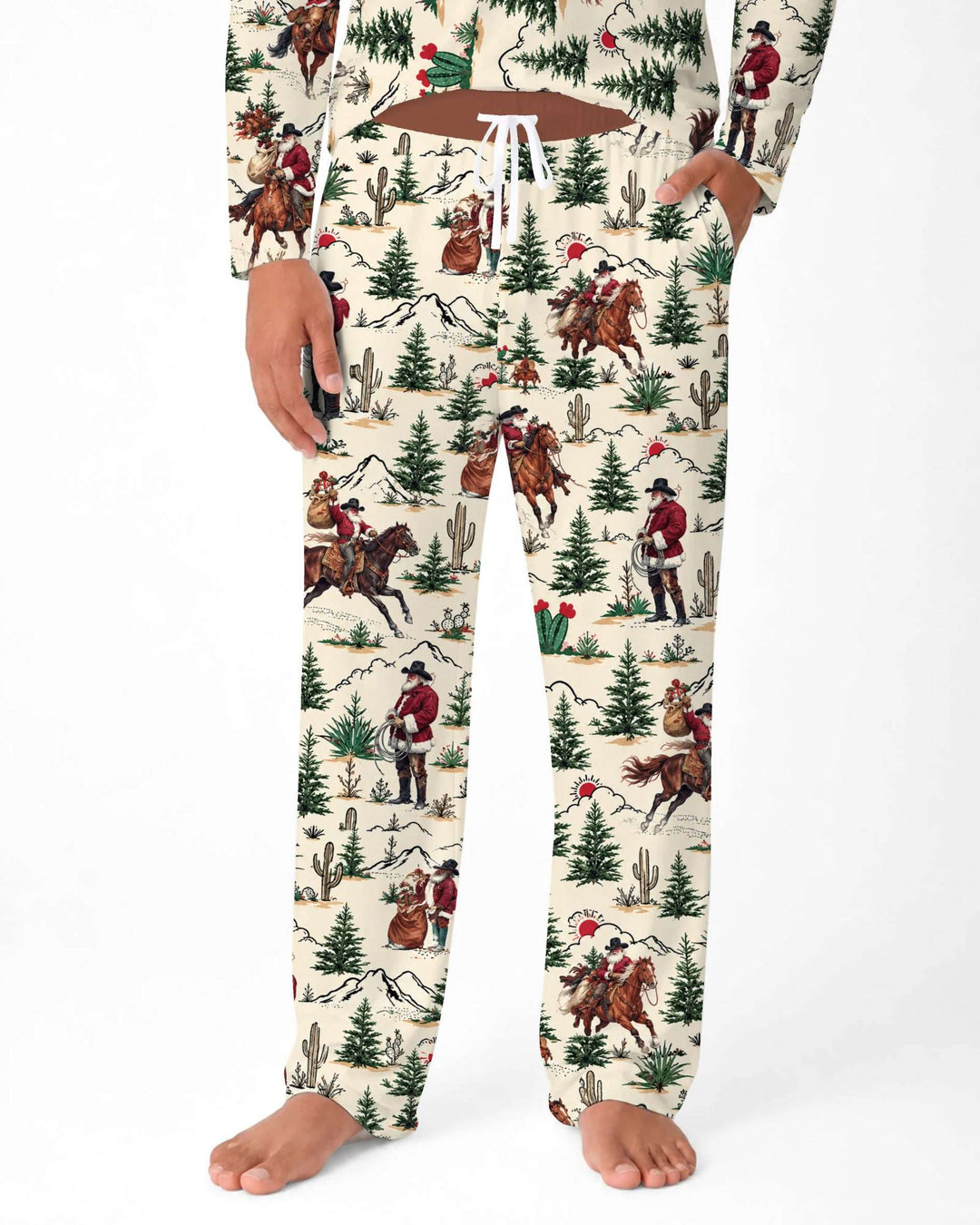Western Cowboy Santa Christmas Bamboo Men's Pajama Set