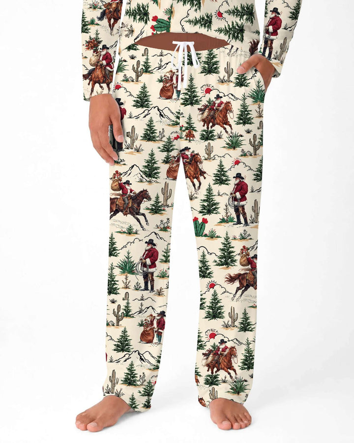 Western Cowboy Santa Christmas Bamboo Men's Pajama Set