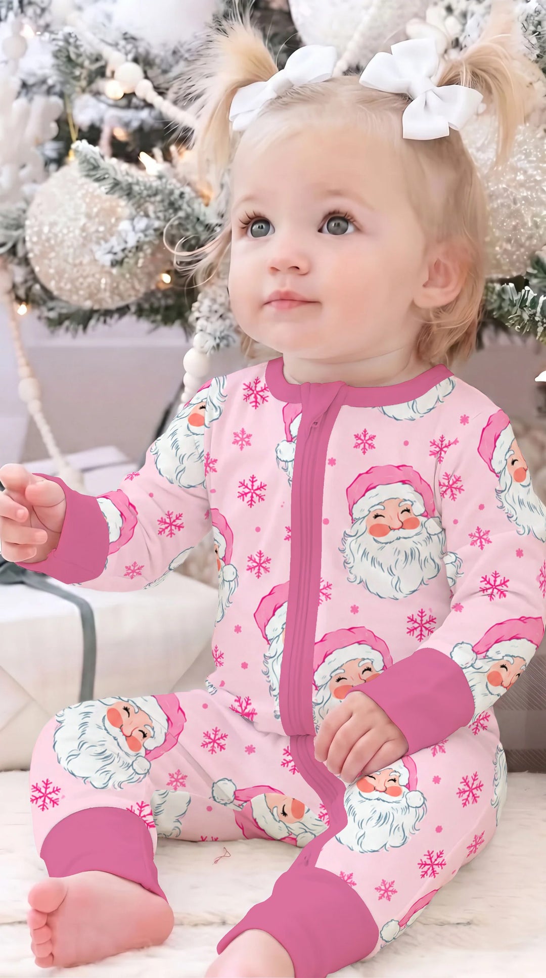Pink Santa Snowflakes Bamboo Convertible Zippy