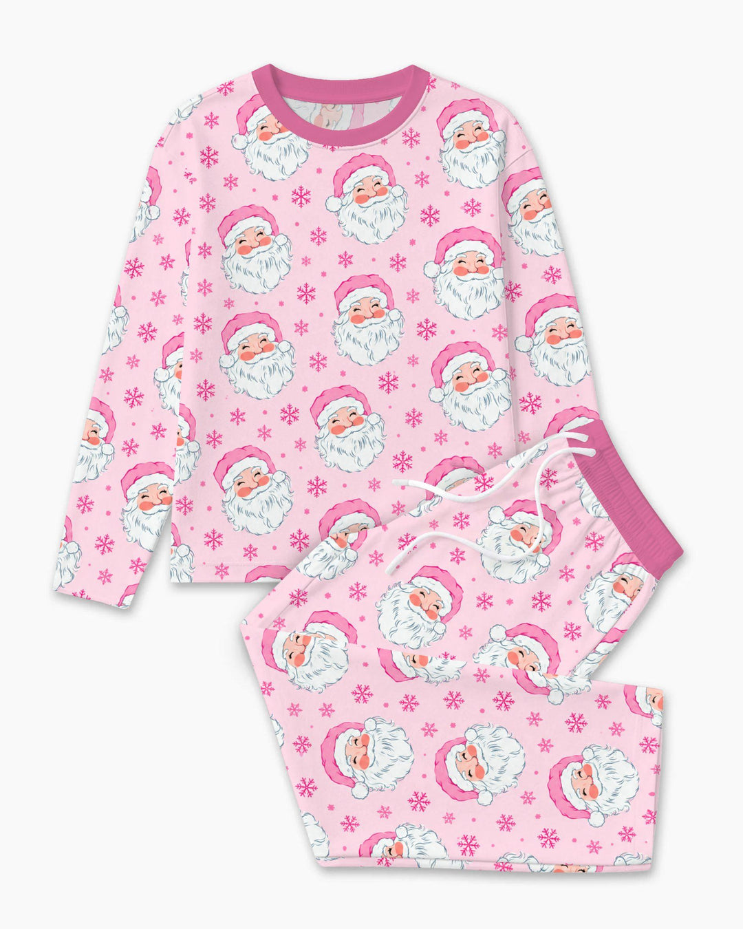 Pink Santa Snowflakes Bamboo Men's Pajama Set