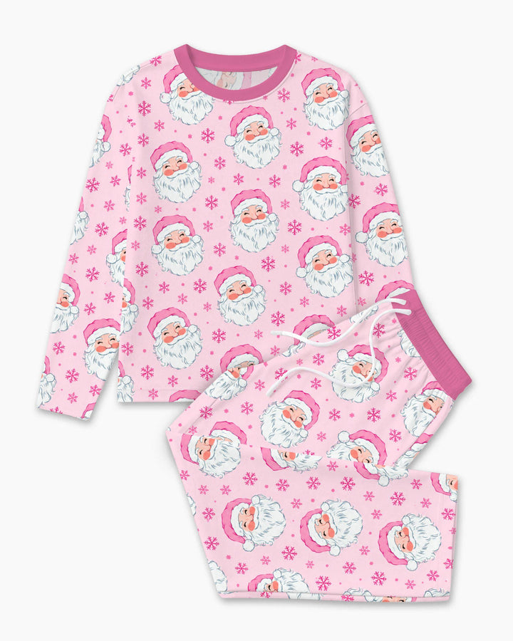 Pink Santa Snowflakes Bamboo Men's Pajama Set