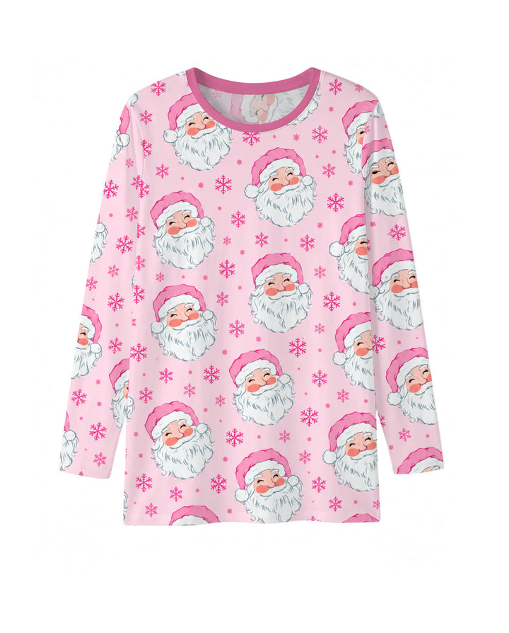 Pink Santa Snowflakes Bamboo Men's Pajama Set