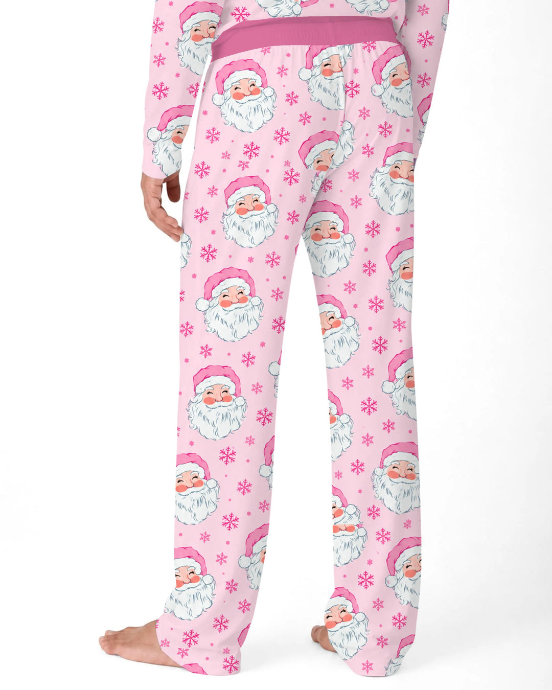 Pink Santa Snowflakes Bamboo Men's Pajama Set