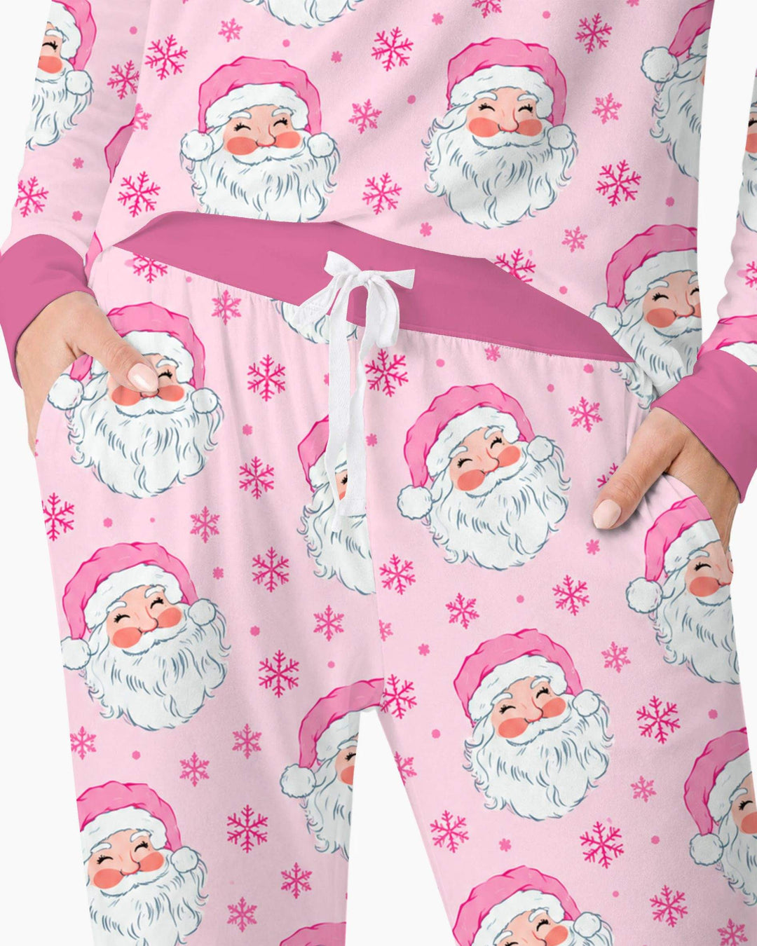 Pink Santa Snowflakes Bamboo Women Pajama Set