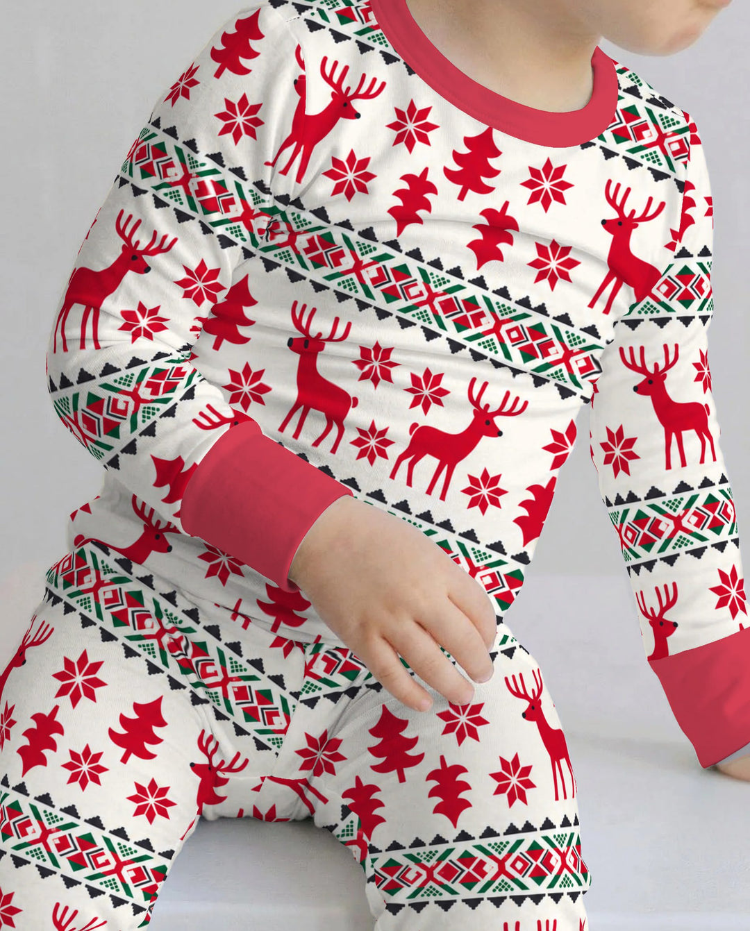 Nordic Reindeer Christmas Bamboo Two Piece Long Sleeve Pajama Set