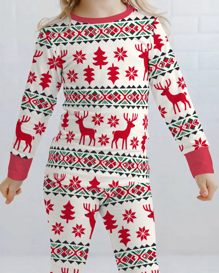 Nordic Reindeer Christmas Bamboo Two Piece Long Sleeve Pajama Set