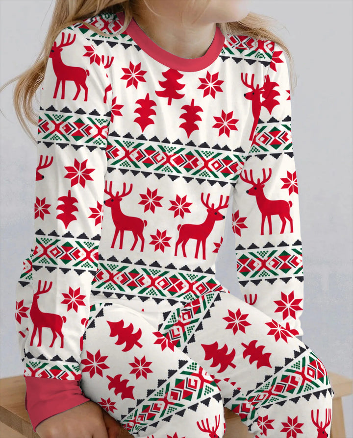 Nordic Reindeer Christmas Bamboo Two Piece Long Sleeve Pajama Set