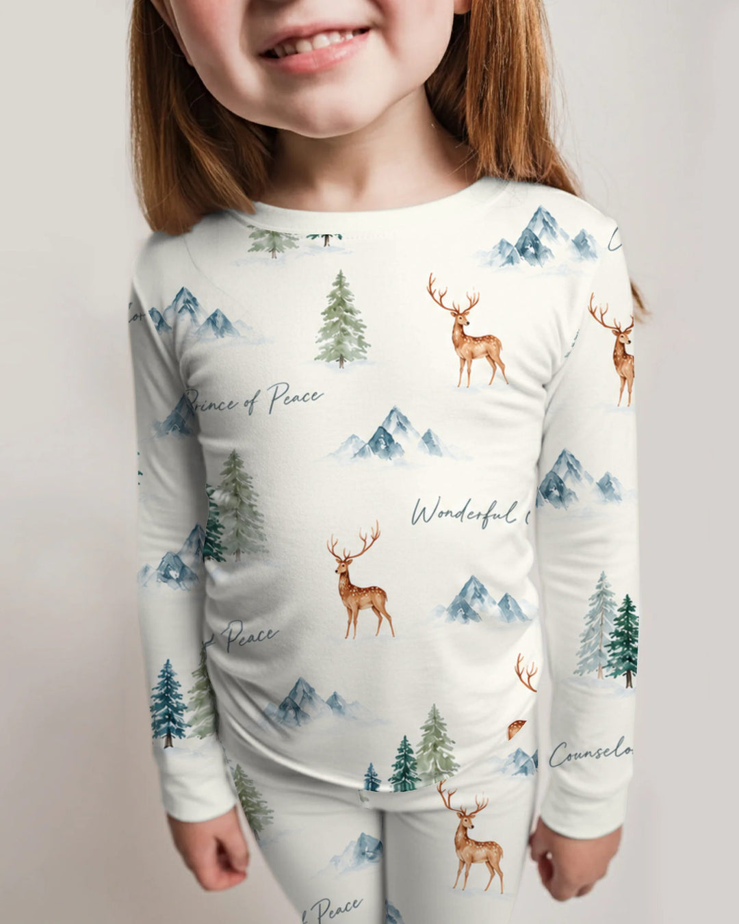 Prince of Peace Winter Woodland Bamboo Two Piece Long Sleeve Pajama Set