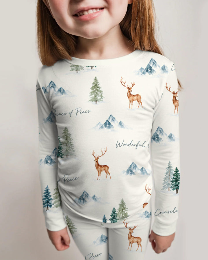 Prince of Peace Winter Woodland Bamboo Two Piece Long Sleeve Pajama Set
