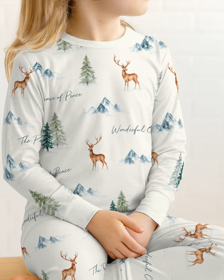 Prince of Peace Winter Woodland Bamboo Two Piece Long Sleeve Pajama Set