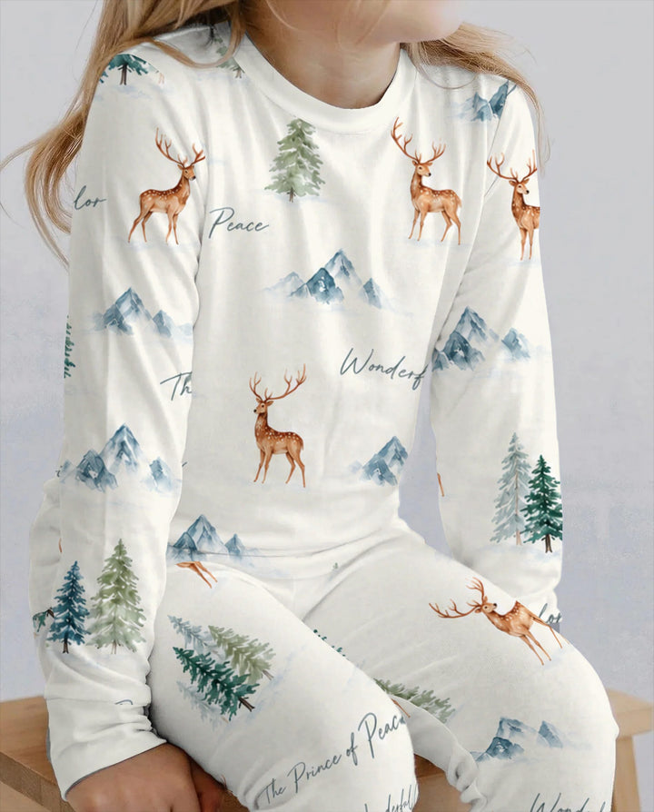 Prince of Peace Winter Woodland Bamboo Two Piece Long Sleeve Pajama Set