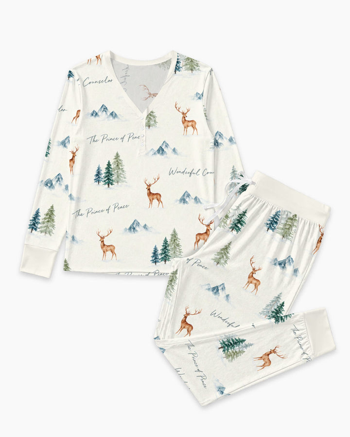 Prince of Peace Winter Woodland Bamboo Women Pajama Set