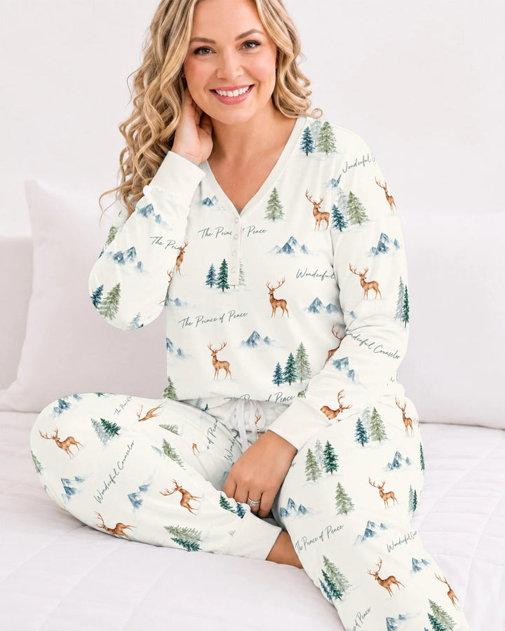 Prince of Peace Winter Woodland Bamboo Women Pajama Set