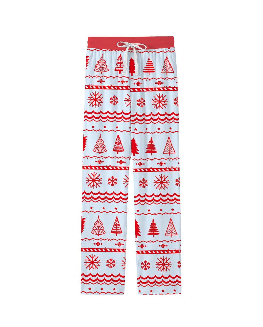 Red Nordic Christmas Trees & Snowflakes Bamboo Men's Pajama Set