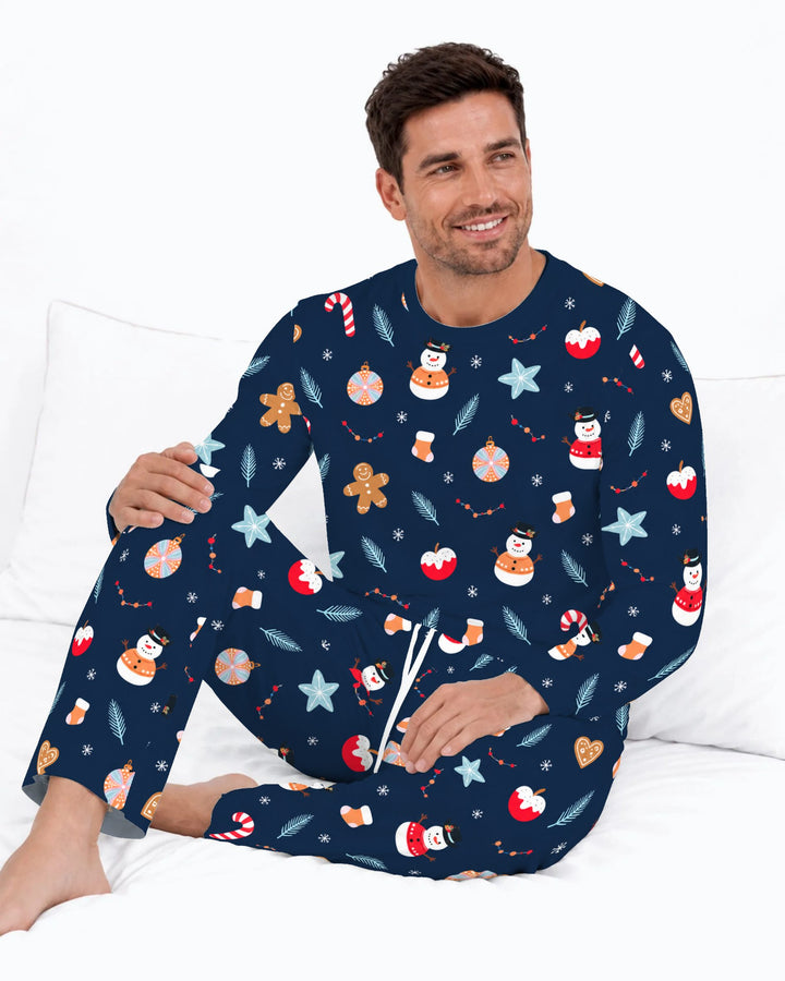Midnight Snowman Christmas Treats Bamboo Men's Pajama Set