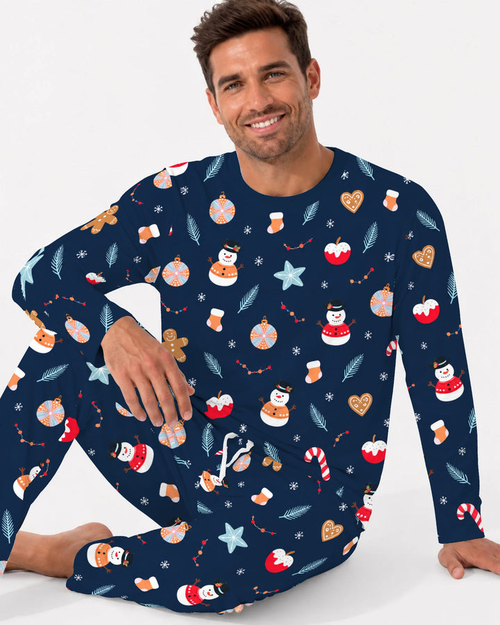 Midnight Snowman Christmas Treats Bamboo Men's Pajama Set