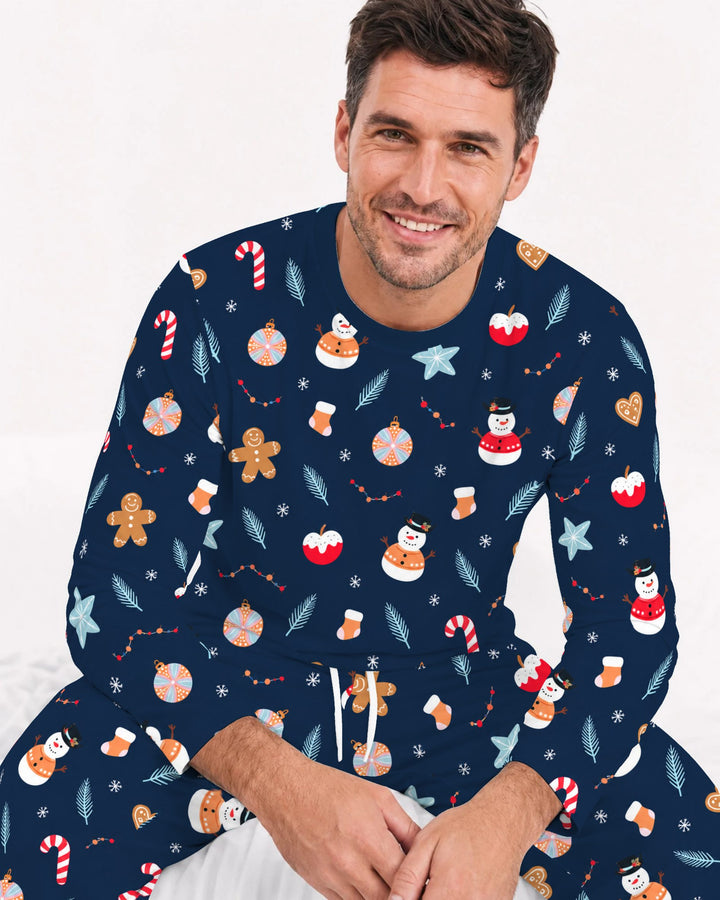 Midnight Snowman Christmas Treats Bamboo Men's Pajama Set